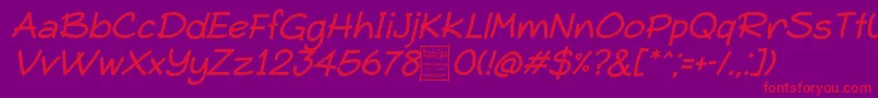 TypoComicaItalicDemo Font – Red Fonts on Purple Background