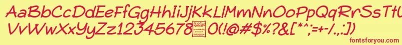 TypoComicaItalicDemo Font – Red Fonts on Yellow Background