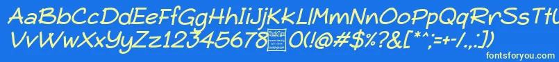 TypoComicaItalicDemo Font – Yellow Fonts on Blue Background