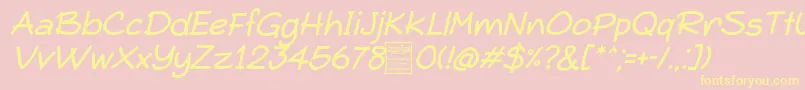 TypoComicaItalicDemo Font – Yellow Fonts on Pink Background