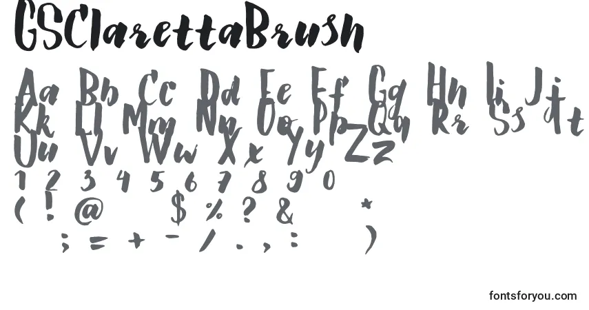 GSClarettaBrush Font – alphabet, numbers, special characters