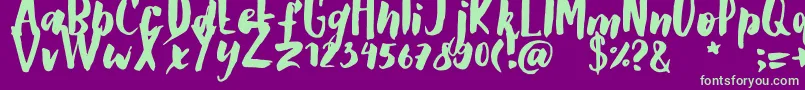 GSClarettaBrush Font – Green Fonts on Purple Background