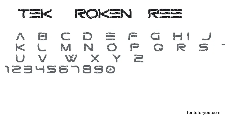 A fonte Gtek   Broken Free – alfabeto, números, caracteres especiais