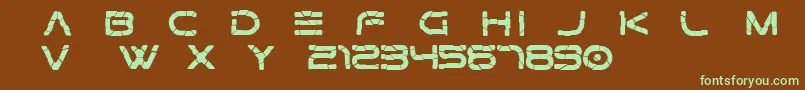 フォントGtek   Broken Free – 緑色の文字が茶色の背景にあります。