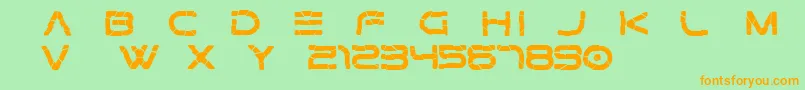 フォントGtek   Broken Free – オレンジの文字が緑の背景にあります。