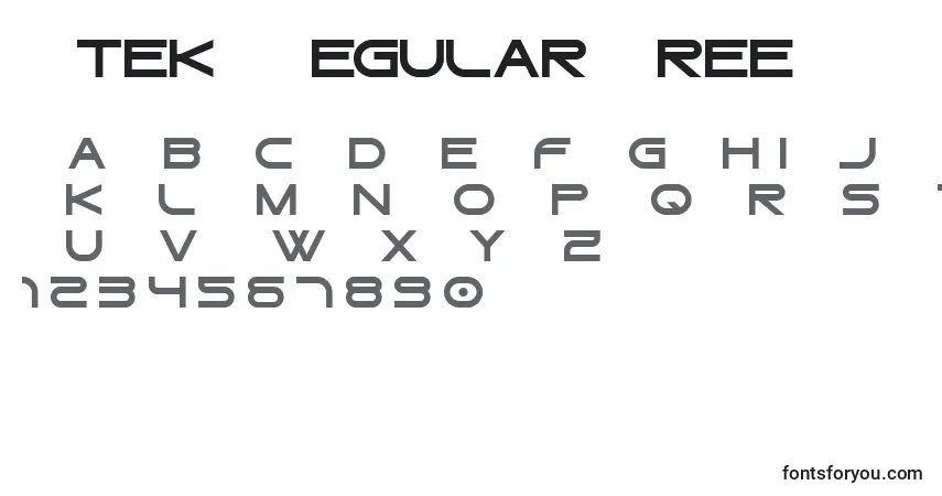 Czcionka Gtek   Regular Free – alfabet, cyfry, specjalne znaki