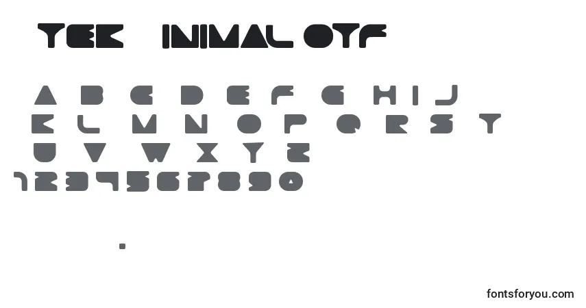 A fonte Gtek Minimal otf – alfabeto, números, caracteres especiais