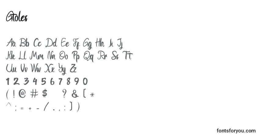 A fonte Gtoles – alfabeto, números, caracteres especiais
