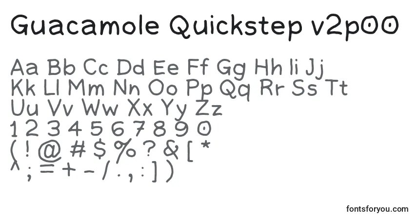 A fonte Guacamole Quickstep v2p00 – alfabeto, números, caracteres especiais