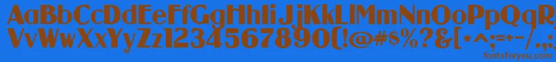 フォントguanine – 茶色の文字が青い背景にあります。