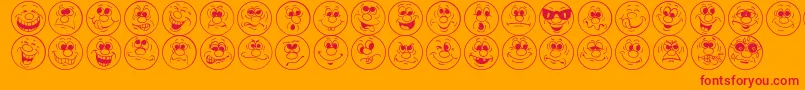FaceIt-Schriftart – Rote Schriften auf orangefarbenem Hintergrund