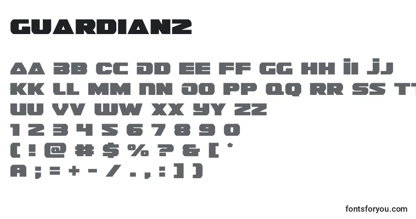 A fonte Guardian2 (128651) – alfabeto, números, caracteres especiais