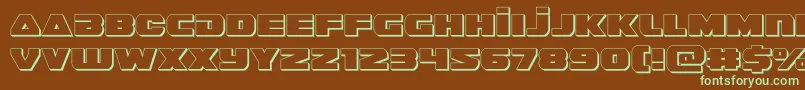 フォントguardian23d – 緑色の文字が茶色の背景にあります。