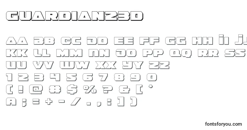 A fonte Guardian23d (128654) – alfabeto, números, caracteres especiais