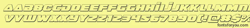 フォントguardian23dital – 黒い文字の黄色い背景