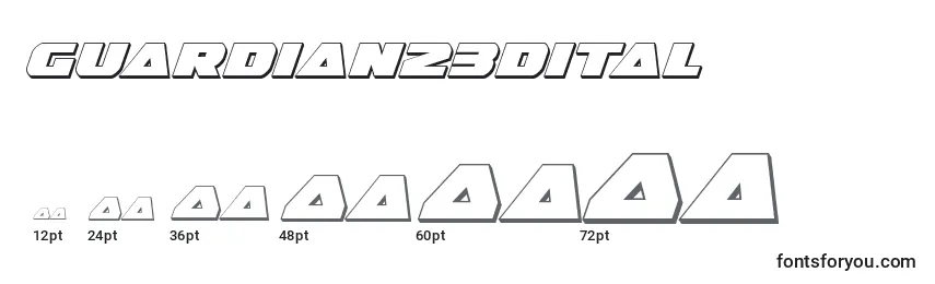 Размеры шрифта Guardian23dital (128656)