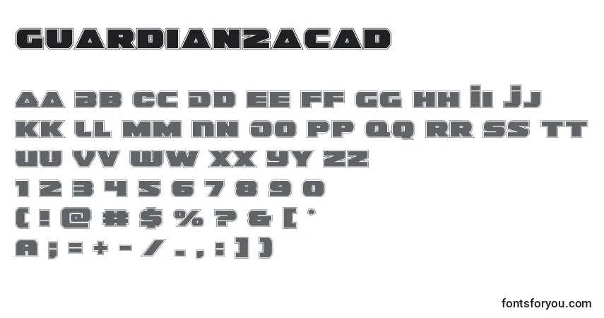 Schriftart Guardian2acad (128657) – Alphabet, Zahlen, spezielle Symbole