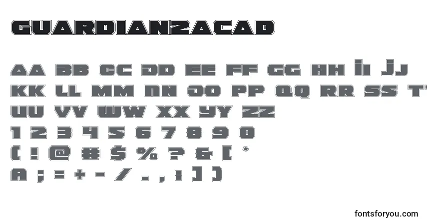 Schriftart Guardian2acad (128658) – Alphabet, Zahlen, spezielle Symbole