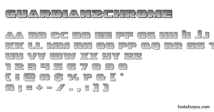 Schriftart Guardian2chrome (128661) – Alphabet, Zahlen, spezielle Symbole