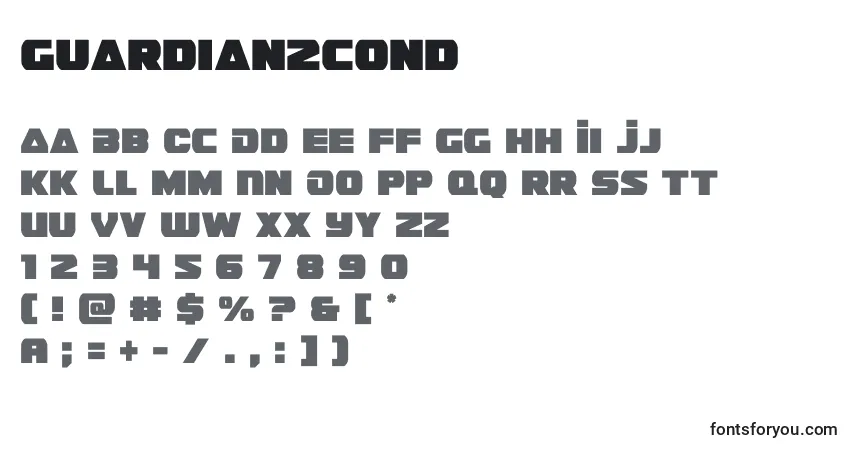 Schriftart Guardian2cond (128665) – Alphabet, Zahlen, spezielle Symbole