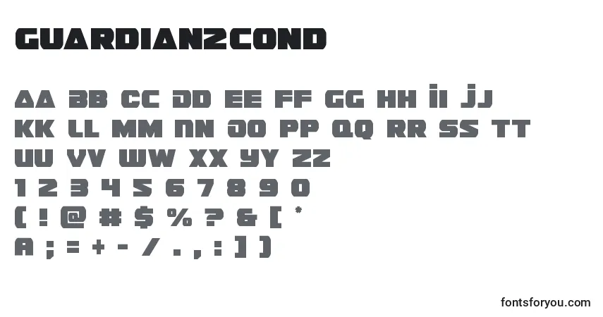 Schriftart Guardian2cond (128666) – Alphabet, Zahlen, spezielle Symbole