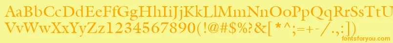 ItcGalliardLtRoman-Schriftart – Orangefarbene Schriften auf gelbem Hintergrund