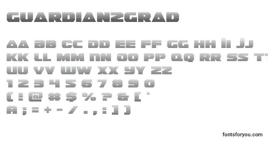 Шрифт Guardian2grad (128673) – алфавит, цифры, специальные символы