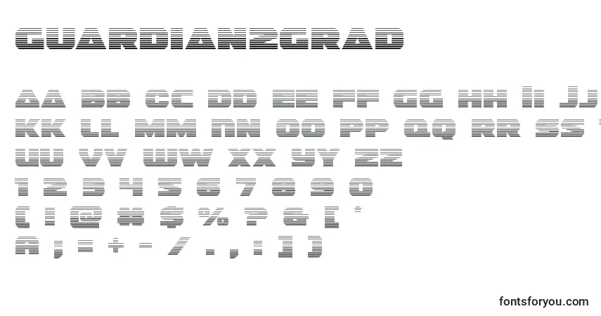 Czcionka Guardian2grad (128674) – alfabet, cyfry, specjalne znaki