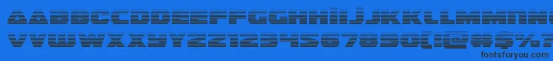 guardian2grad-Schriftart – Schwarze Schriften auf blauem Hintergrund