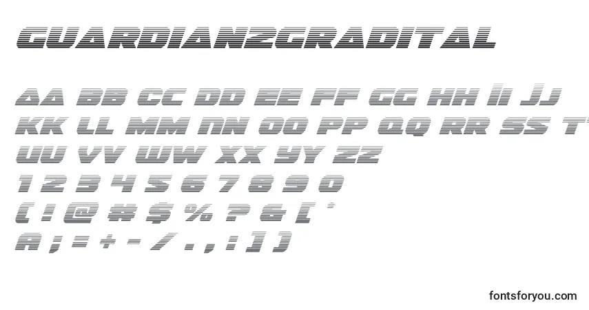A fonte Guardian2gradital (128675) – alfabeto, números, caracteres especiais
