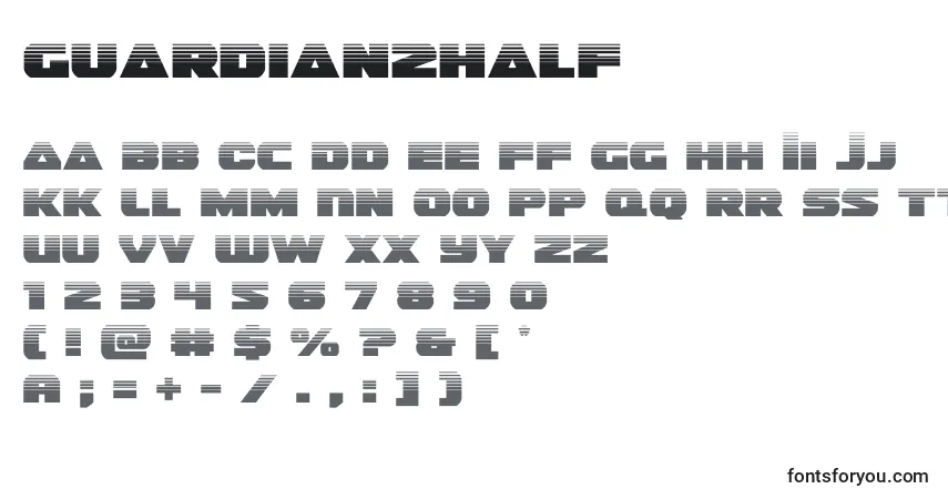 Schriftart Guardian2half (128677) – Alphabet, Zahlen, spezielle Symbole