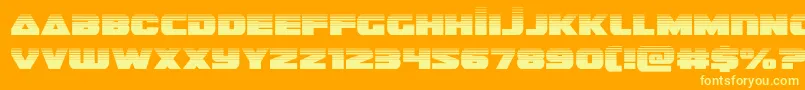 guardian2half-Schriftart – Gelbe Schriften auf orangefarbenem Hintergrund