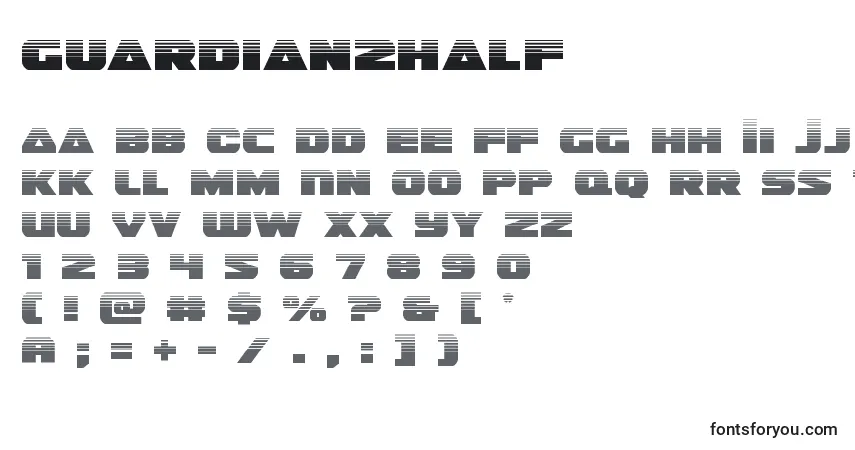 Czcionka Guardian2half (128678) – alfabet, cyfry, specjalne znaki