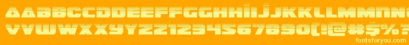 guardian2half-Schriftart – Gelbe Schriften auf orangefarbenem Hintergrund