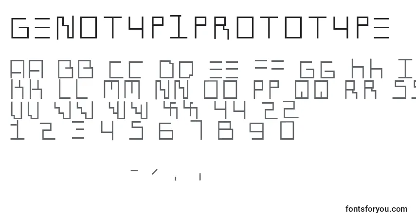 Genotypiprototype Font – alphabet, numbers, special characters