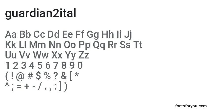 Шрифт Guardian2ital (128682) – алфавит, цифры, специальные символы