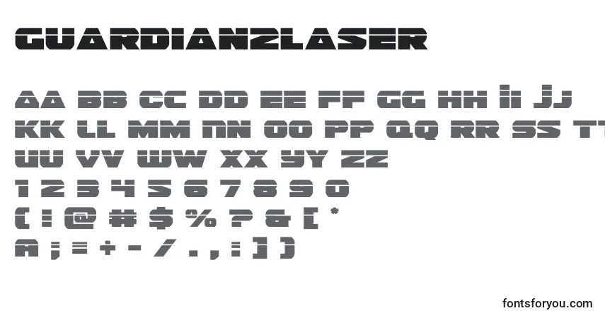 Schriftart Guardian2laser (128683) – Alphabet, Zahlen, spezielle Symbole