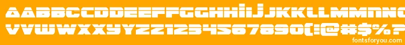 guardian2laser-Schriftart – Weiße Schriften auf orangefarbenem Hintergrund