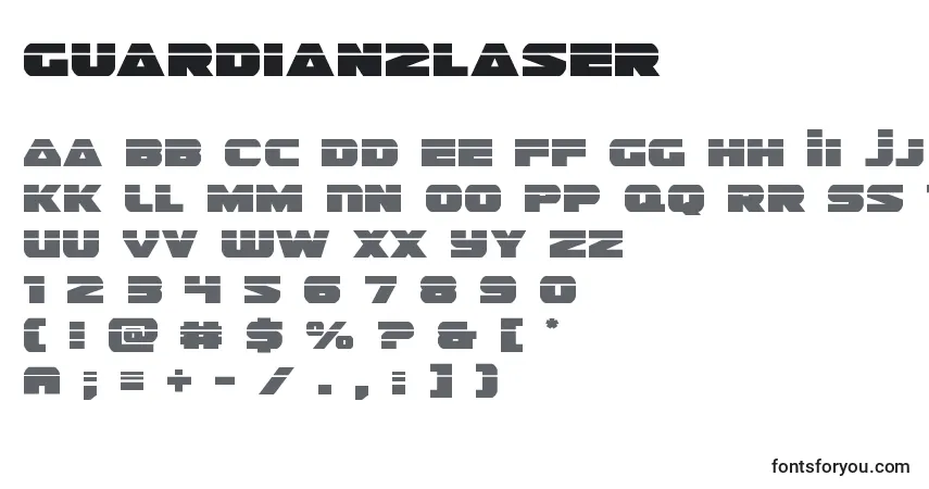 A fonte Guardian2laser (128684) – alfabeto, números, caracteres especiais