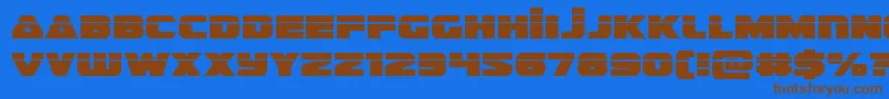 guardian2laser-Schriftart – Braune Schriften auf blauem Hintergrund