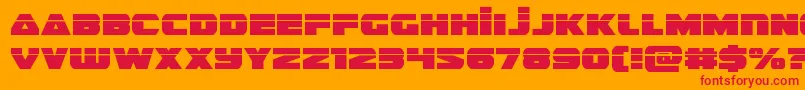 guardian2laser-Schriftart – Rote Schriften auf orangefarbenem Hintergrund