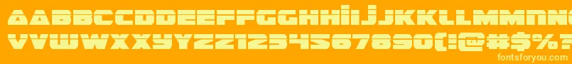 guardian2laser-Schriftart – Gelbe Schriften auf orangefarbenem Hintergrund