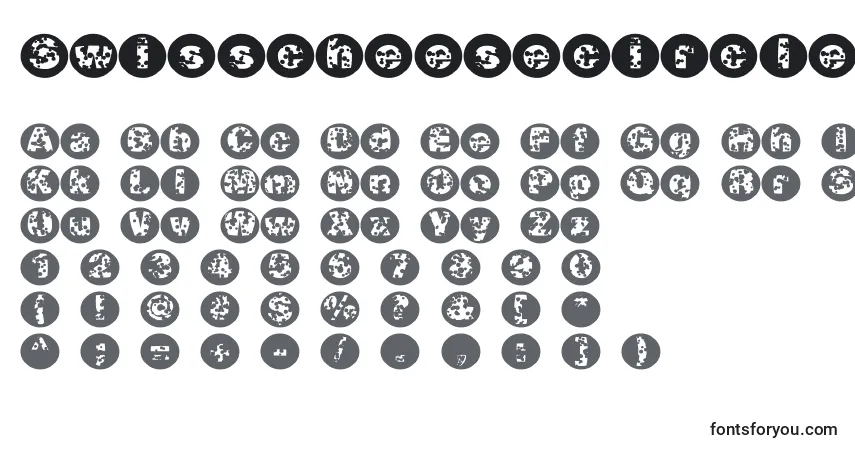 A fonte Swisscheesecircles – alfabeto, números, caracteres especiais