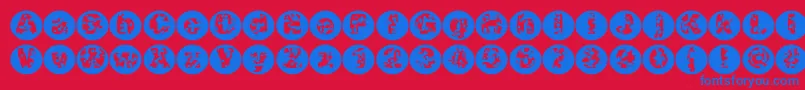 フォントSwisscheesecircles – 赤い背景に青い文字
