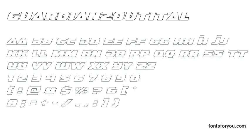 Schriftart Guardian2outital (128691) – Alphabet, Zahlen, spezielle Symbole