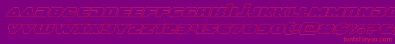 guardian2outital-Schriftart – Rote Schriften auf violettem Hintergrund