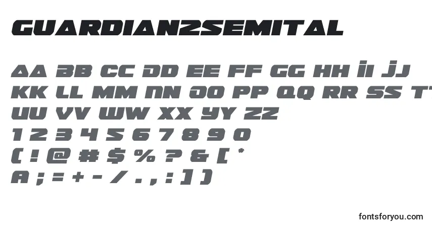 A fonte Guardian2semital (128693) – alfabeto, números, caracteres especiais