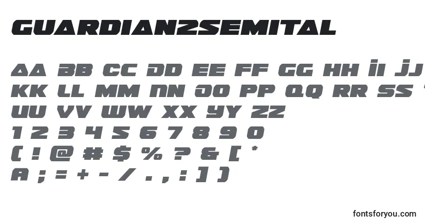 Schriftart Guardian2semital (128694) – Alphabet, Zahlen, spezielle Symbole