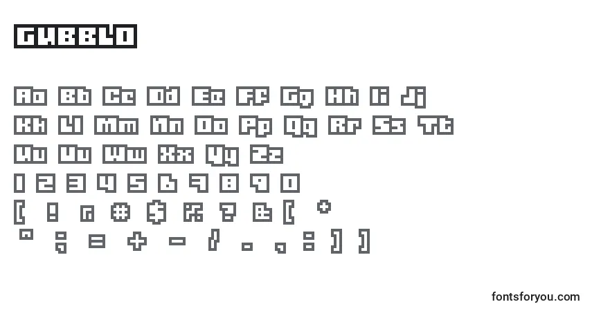 Czcionka GUBBLO    (128698) – alfabet, cyfry, specjalne znaki