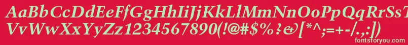 TrumpmediaevalltstdBoldit Font – Green Fonts on Red Background